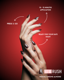 Mocha Chrome Almond press-on nails with deep mocha brown shade and luminous chrome finish by NEWRUSH