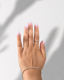 Ombre Rush Medium Almond press-on nails with blush pink ombré and soft milky white tip by NEWRUSH