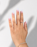 Ombre Rush Medium Almond press-on nails with blush pink ombré and soft milky white tip by NEWRUSH