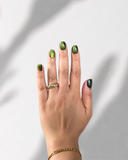 Jade Green XS Squoval luxury press-on nails with magnetic jade green cat eye effect by NEWRUSH