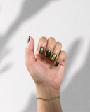 Jade Green XS Squoval luxury press-on nails with magnetic jade green cat eye effect by NEWRUSH