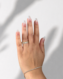 Pink Ombre Chrome Ballerina luxury press-on nails with pink ombre and chrome finish by NEWRUSH