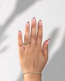 Red French Chrome Almond luxury press-on nails with cherry red chrome French tips by NEWRUSH
