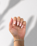 Ombre Classic Ballerina luxury press-on nails with soft nude to milky white ombre finish by NEWRUSH