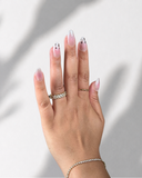 Leo Cat Blush Almond luxury press-on nails with blush pink tones and leopard-inspired accents by NEWRUSH