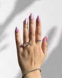Purple Ice Almond luxury press-on nails with lavender cat eye effect by NEWRUSH