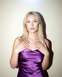 Purple Ice Almond luxury press-on nails with lavender cat eye effect by NEWRUSH